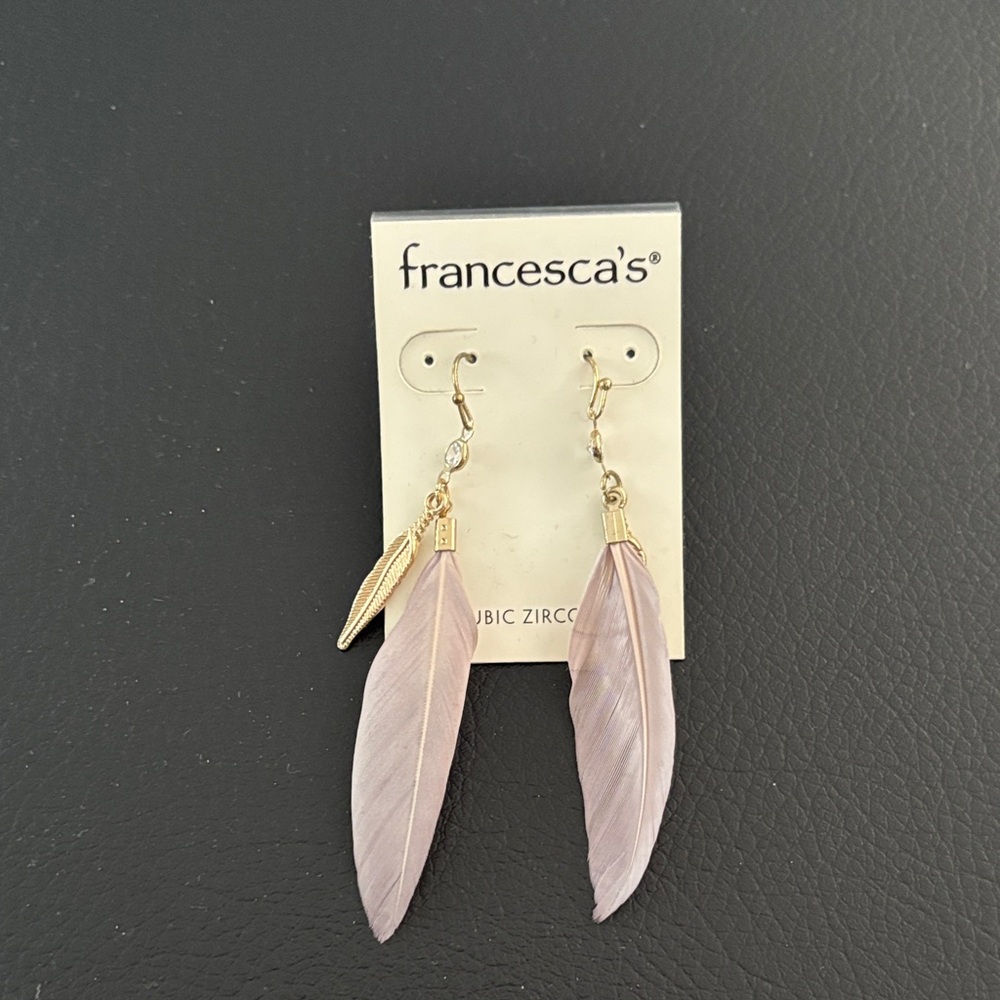 Francesca's Collections Purple Feather Earrings
